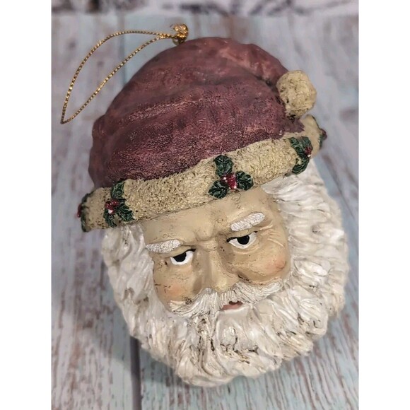 Vintage Santa Clause Head Christmas Ornaments Ceramic or Resin - Picture 12 of 13
